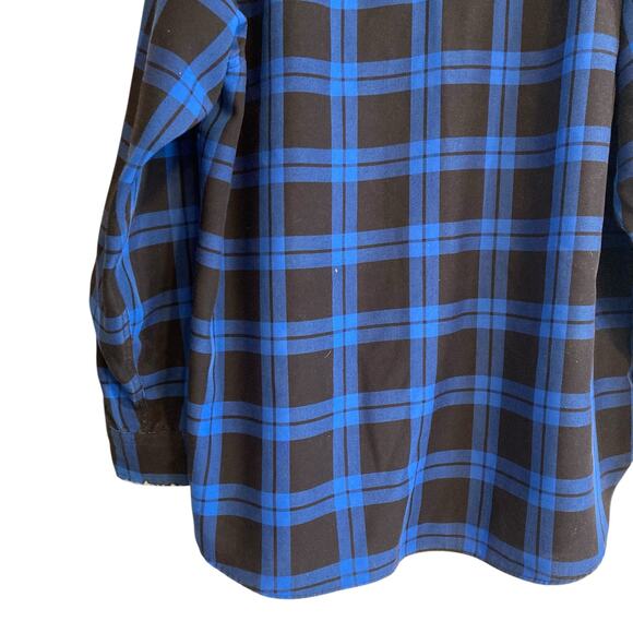 Cabelas Blue Black Checked Flannel Outdoors Gorpcore Button Down Shirt Size XL - Picture 13 of 16